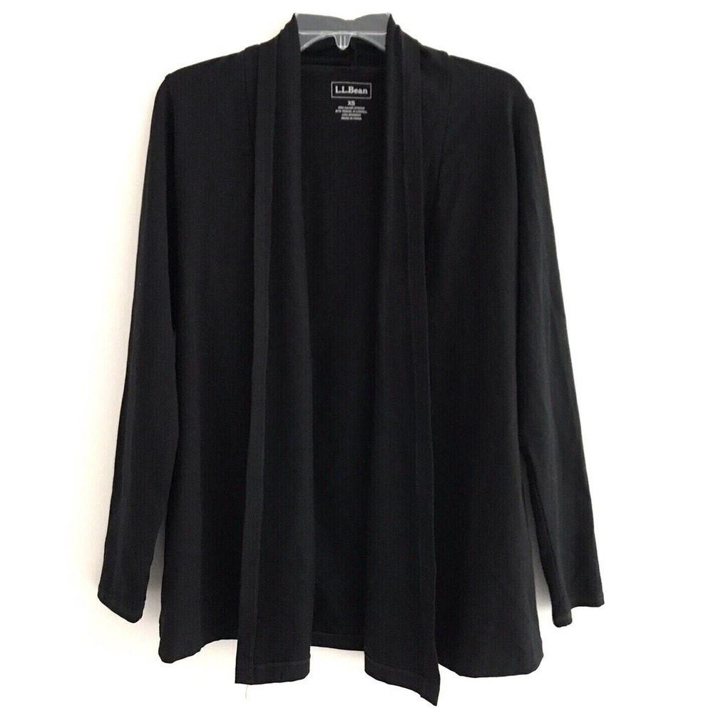 L.L Bean | Open Front Cardigan Womens XS Black Long Sleeves Stretch - Picture 3 of 8